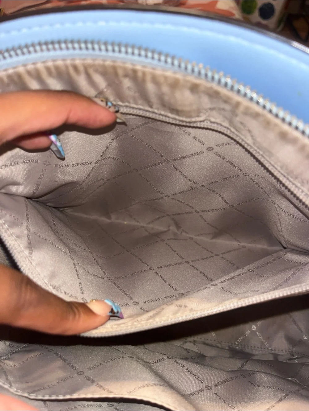 Pre-Loved Michael Kors Two Toned Blue Satchel